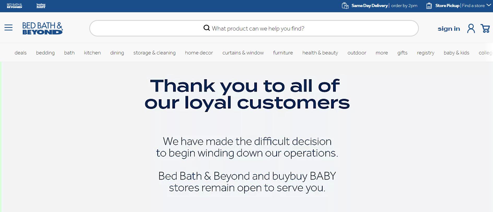 Bed Bath & Beyond Files for Bankruptcy Protection and Asset Sale After Multiple Self-Rescue Efforts Fail