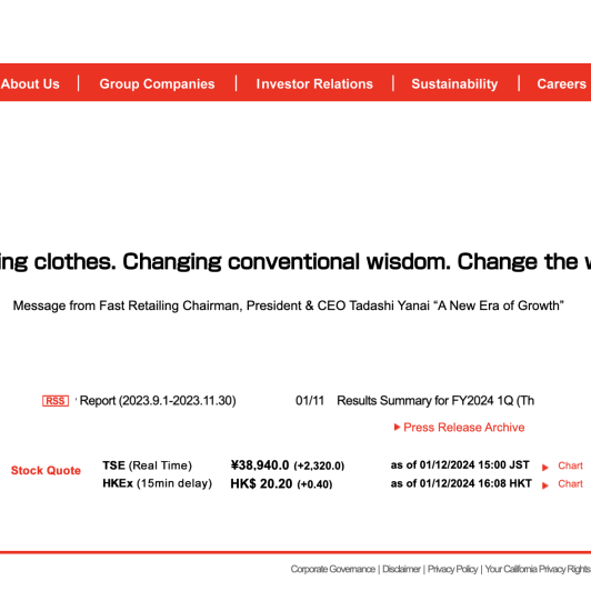 Fast Retailing’s Q1 Figures Hit Record, “Not at all pessimistic” about China Market